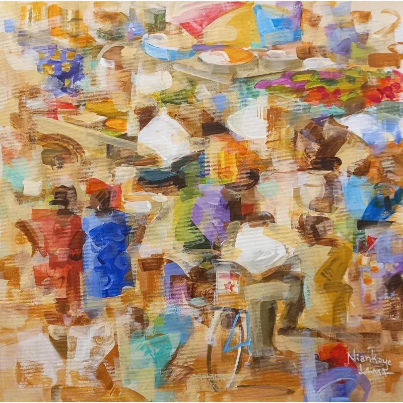 Pintura Marché Africain por Lama Niankoye | Pintura Abstracto Life style Acrílico