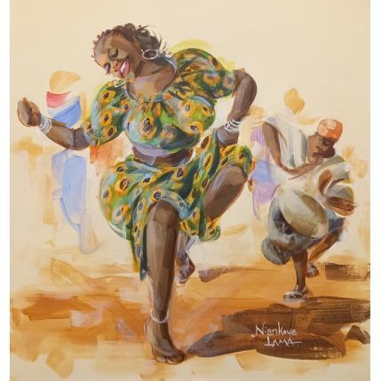 Peinture La danseuse au djembé par Lama Niankoye | Tableau Figuratif Acrylique Scènes de vie