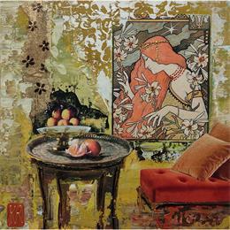 Peinture Un souffle d'été par Romanelli Karine | Tableau Figuratif Collage Portraits, scènes de vie