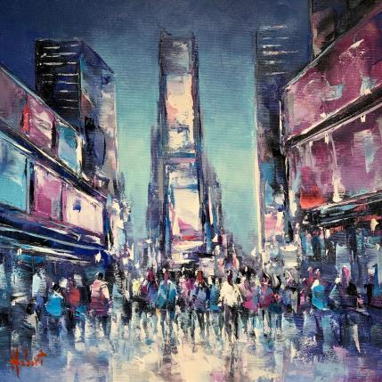 Peinture Foule à times Square par Hébert Franck | Tableau  Huile