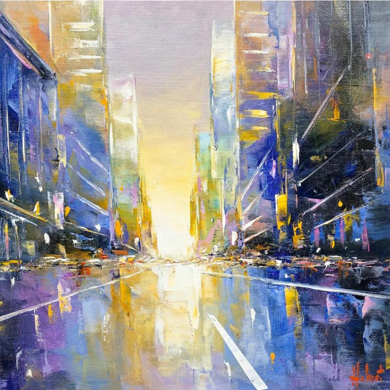 Painting Avenue Newyorkaise by Hébert Franck | Painting Figurative Oil