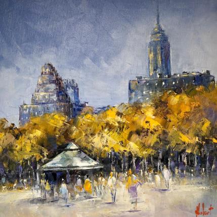 Painting Promenade à central park by Hébert Franck | Painting  Oil