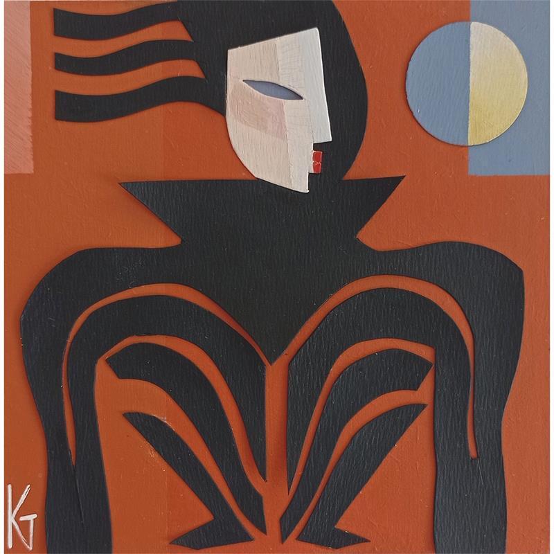 Painting Petite robe noire by Gustavsen Karl | Painting Figurative Subject matter Life style Wood