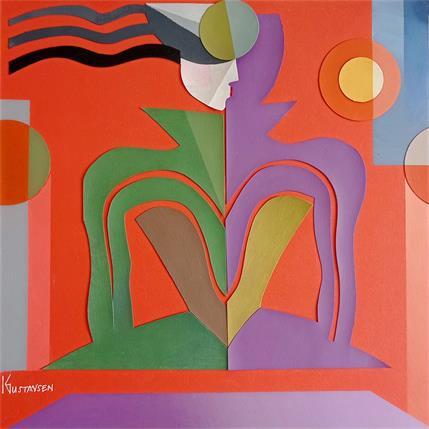 Peinture Buste moderniste par Gustavsen Karl | Tableau Figuratif Bois, Carton, Collage Scènes de vie