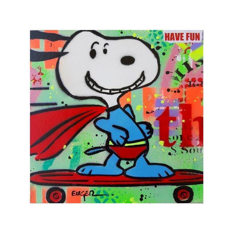 Peinture HAVE FUN par Euger Philippe | Tableau Pop-art Icones Pop Graffiti Carton Acrylique Collage