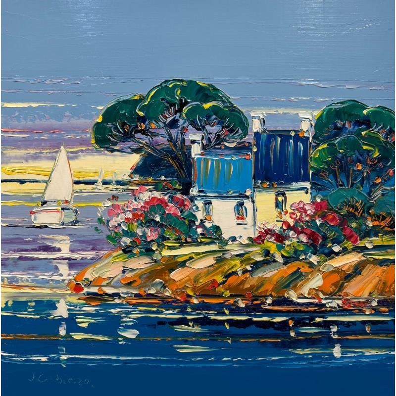 Peinture Golfe  2 par Corbière Liisa | Tableau Figuratif Paysages Marine Carton Huile