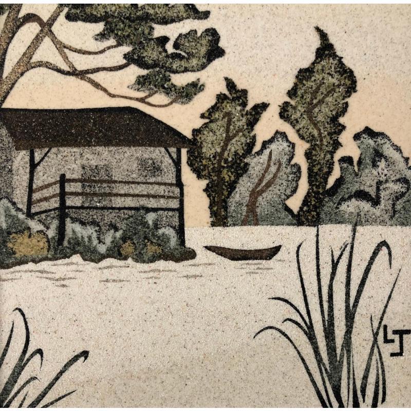 Painting La cabane au bord de l'eau by Jovys Laurence  | Painting Subject matter Landscapes Sand