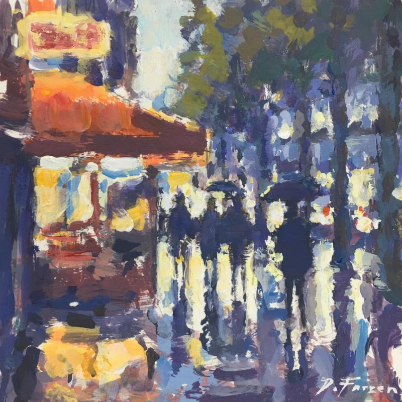 Peinture Evening Lights, Paris par Farren David | Tableau Figuratif Urbain Scènes de vie