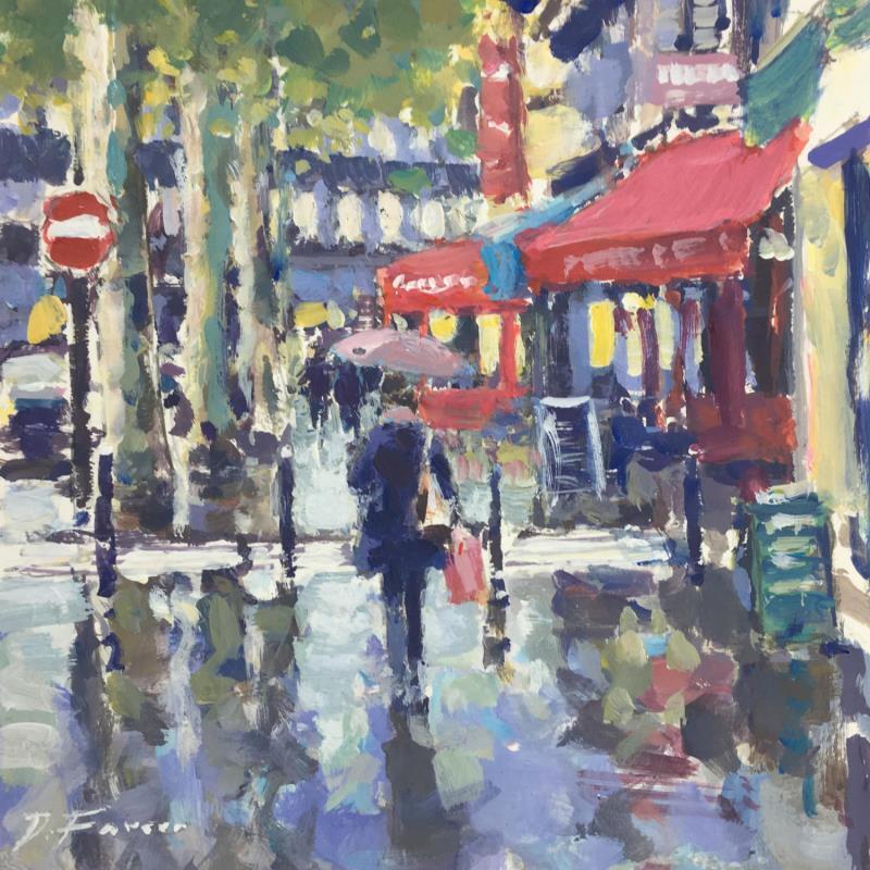 Painting October Rain by Farren David | Painting Figurative Urban Life style