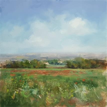 Painting Coquelicots vers Manosque by Giroud Pascal | Painting Figurative Oil Landscapes