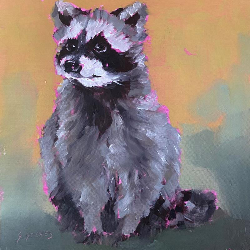 Peinture RATON LAVEUR par Morales Géraldine | Tableau Figuratif Animaux Huile Acrylique