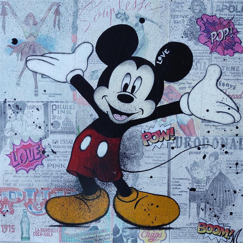 Painting THE ARTIST by Marie G.  | Painting Pop-art Pop icons Wood