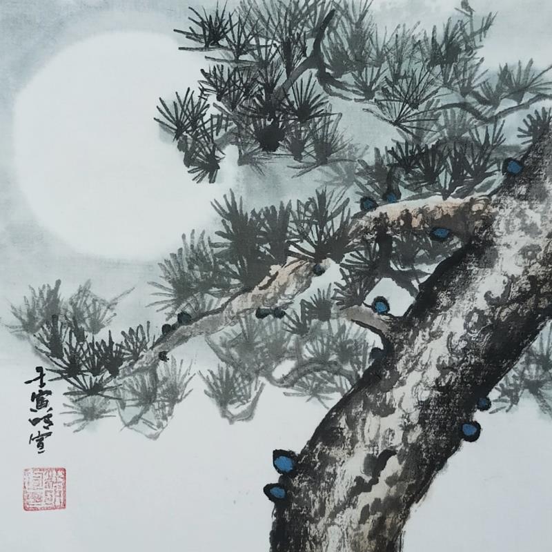 Painting Pinetree by Du Mingxuan | Painting Figurative Landscapes Nature Watercolor Ink