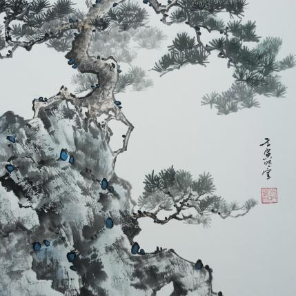 Painting Pinetree and cliff by Du Mingxuan | Painting Figurative Ink, Watercolor Landscapes, Nature, Pop icons