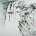 Painting Waterfall and pinetree by Du Mingxuan | Painting Figurative Landscapes Nature Watercolor Ink
