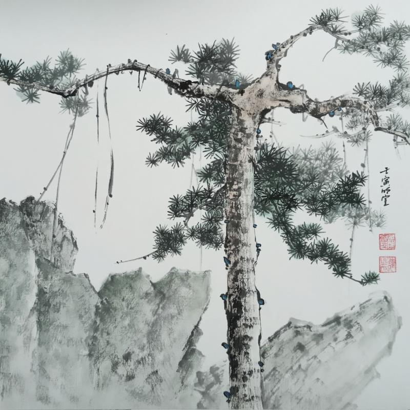 Peinture Strange pinetree par Du Mingxuan | Tableau Figuratif Paysages Nature Aquarelle Encre