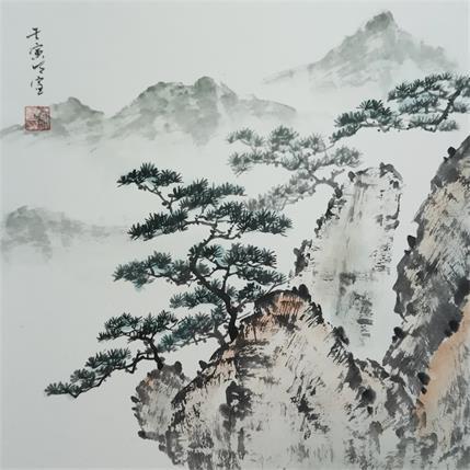 Painting Pine tree and mountains by Du Mingxuan | Painting Figurative Ink, Watercolor Landscapes, Nature, Pop icons