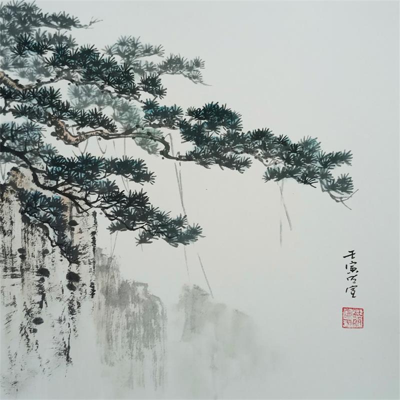 Gemälde Branches of a pine tree von Du Mingxuan | Gemälde Figurativ Landschaften Natur Aquarell Tinte