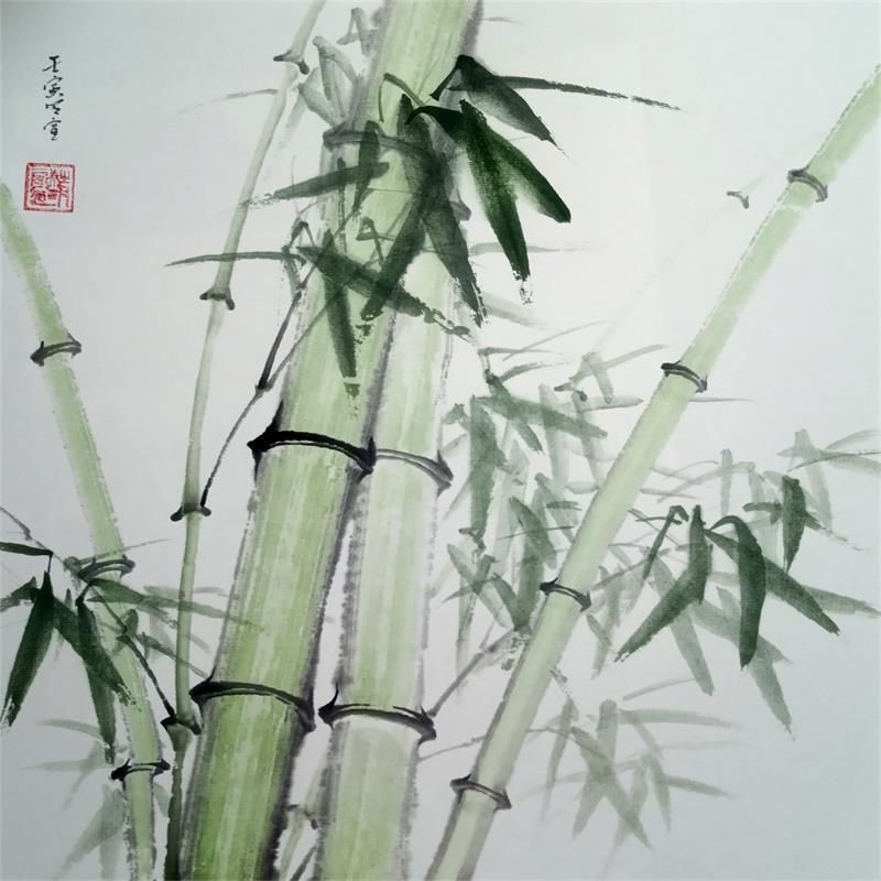 Painting Bamboos by Du Mingxuan | Painting Figurative Nature Watercolor Ink