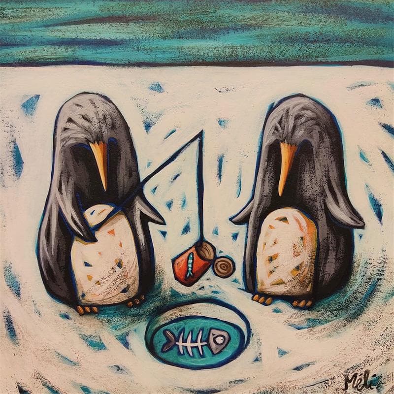 Peinture Belle pêche ! par Catoni Melina | Tableau Art naïf Animaux