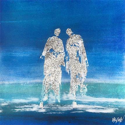 Peinture Nous deux par Escolier Odile | Tableau Art Singulier Acrylique, Carton, Sable