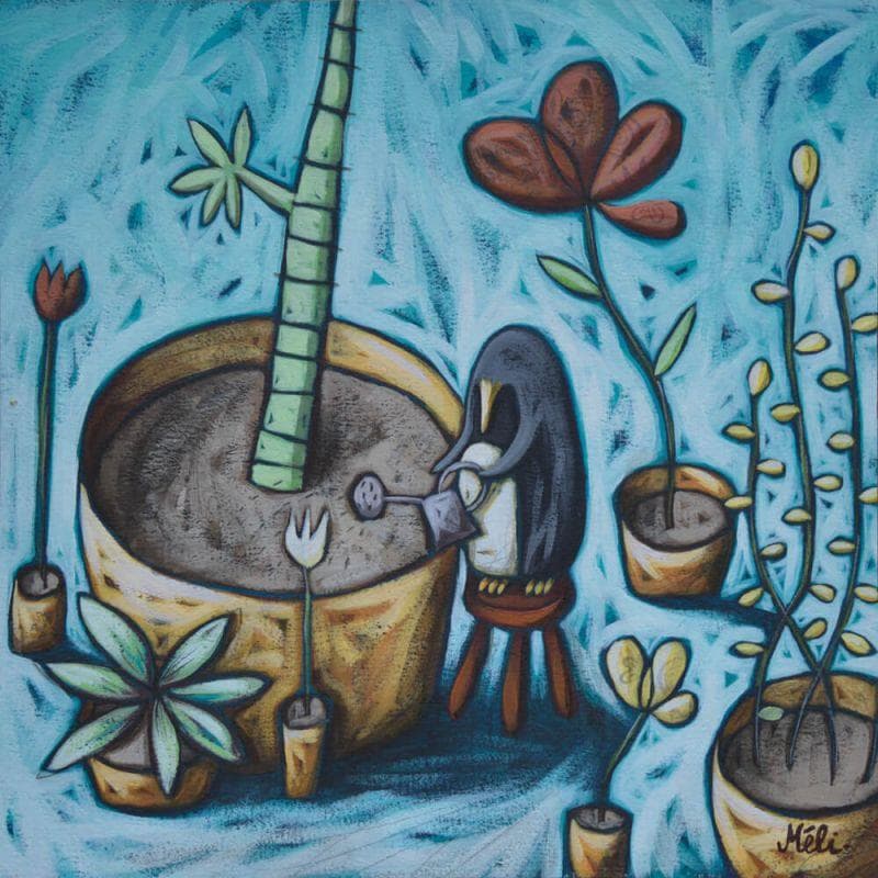 Peinture Végétalisation par Catoni Melina | Tableau Art naïf Animaux Acrylique