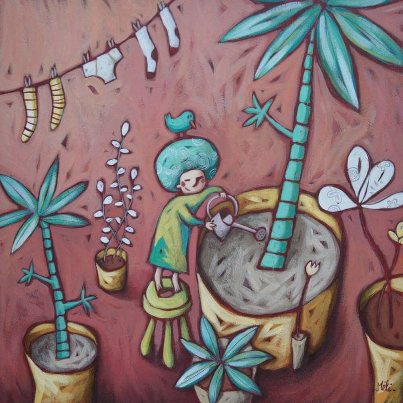 Painting Les petits gestes by Catoni Melina | Painting Naive art Life style