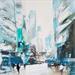 Painting City Blue II by Poumelin Richard | Painting Figurative Urban Oil Acrylic