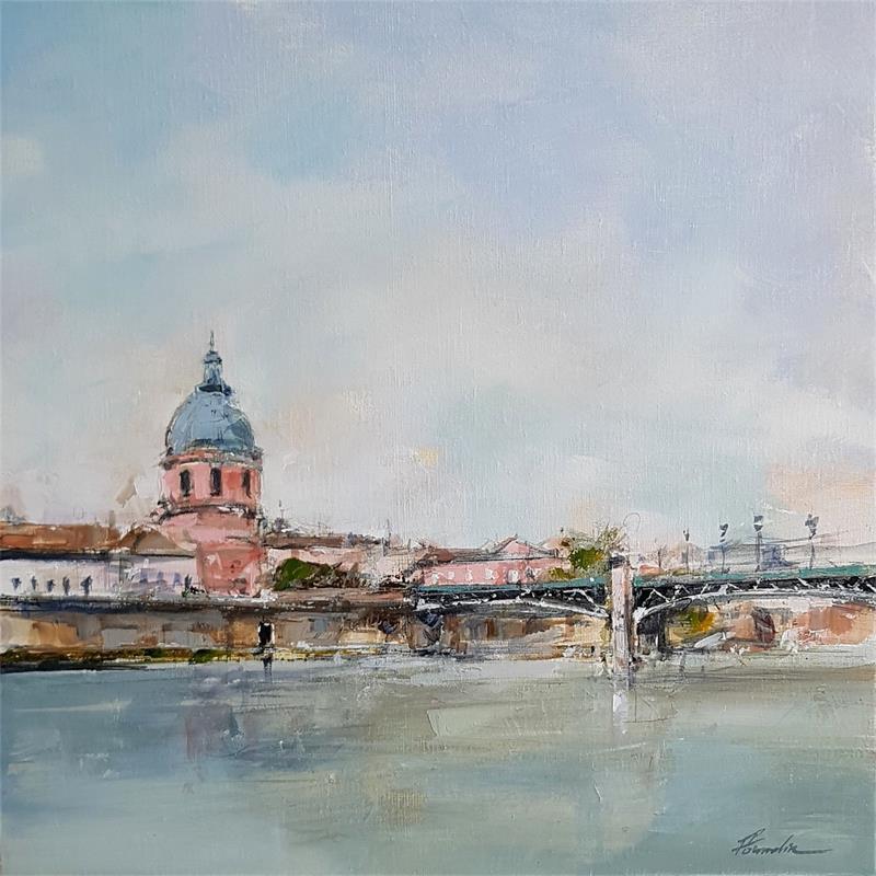 Pintura Un été à Toulouse por Poumelin Richard | Pintura Figurativo Paisajes Urbano Aceite