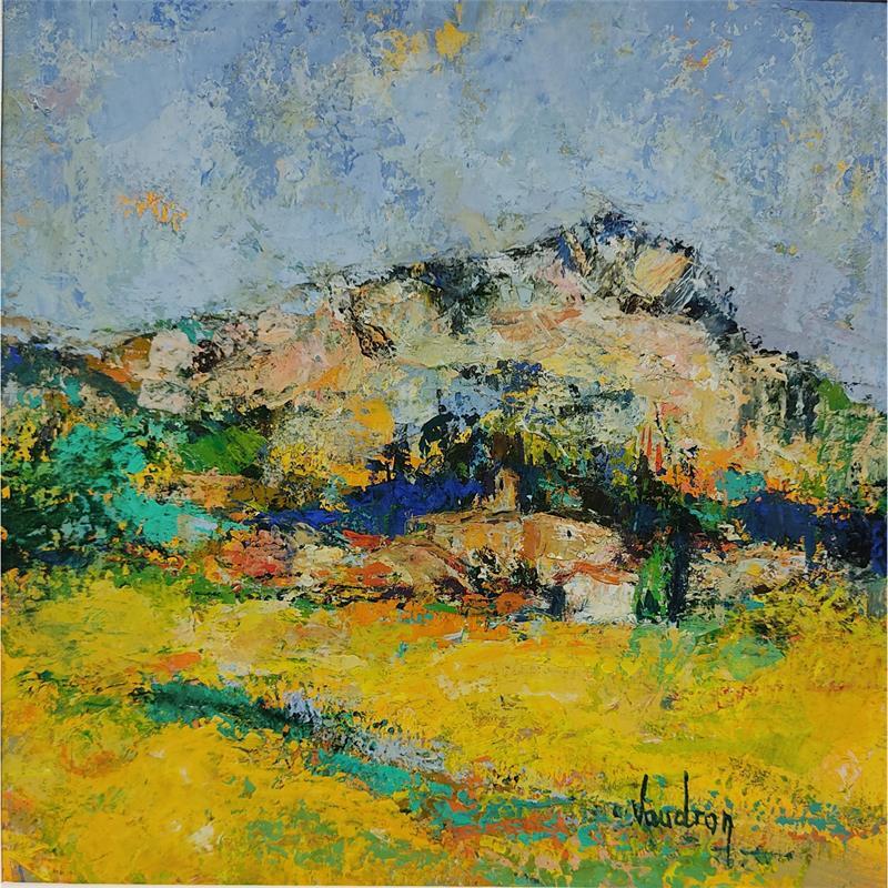Painting La chapelle Saint-Fiacre dans les Alpilles by Vaudron | Painting Figurative Landscapes Gouache
