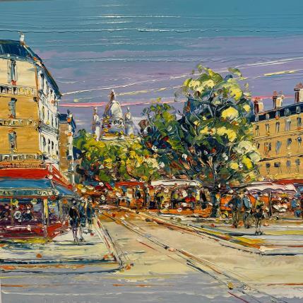 Peinture Vide-grenier du dimanche par Corbière Liisa | Tableau Figuratif carton, Huile scènes de vie, Urbain