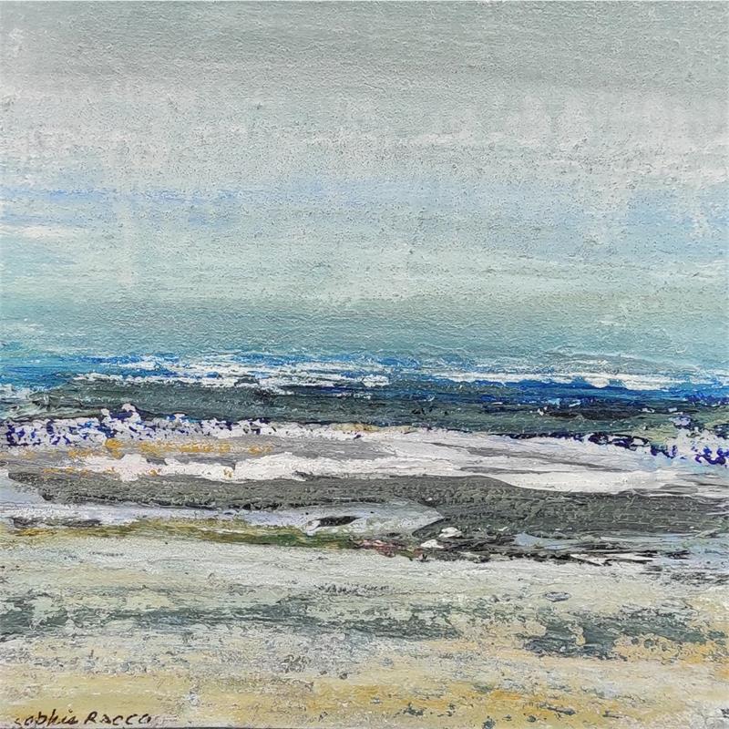 Peinture Opaline par Rocco Sophie | Tableau Art Singulier Paysages Marine Carton Acrylique Collage Sable