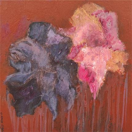 Peinture Iris par Rocco Sophie | Tableau Art Singulier Acrylique, Carton, Collage, Sable Natures mortes