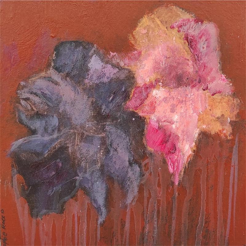 Painting Iris by Rocco Sophie | Painting Raw art Pop icons Still-life Cardboard Acrylic Gluing Sand