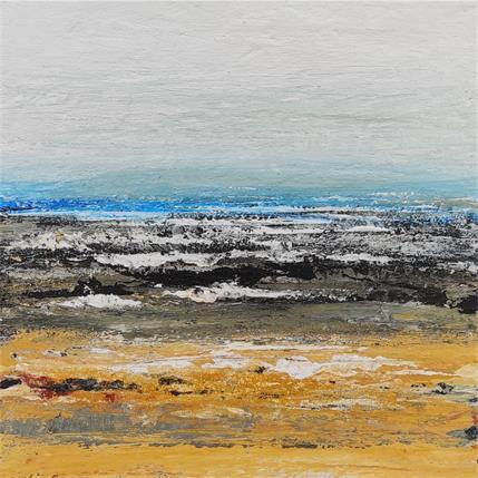 Peinture Noir d'écume par Rocco Sophie | Tableau Art Singulier Acrylique, Carton, Collage, Sable Marine, Paysages