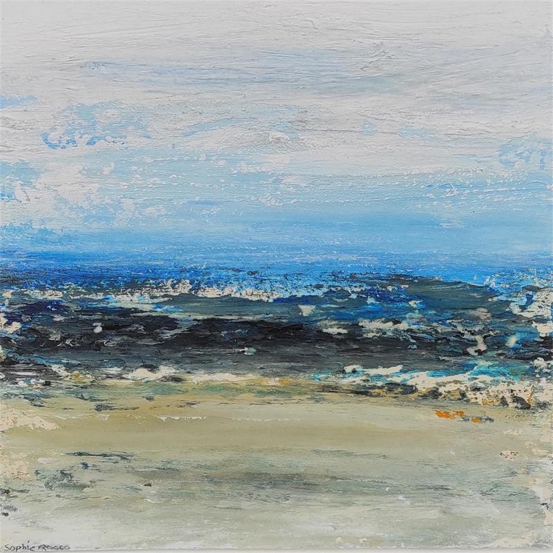 Gemälde Sable Jaune von Rocco Sophie | Gemälde Art brut Landschaften Marine Pappe Acryl Collage Sand