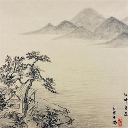 Peinture Reading at riverside par Amblard Rui | Tableau Figuratif Aquarelle Paysages, scènes de vie