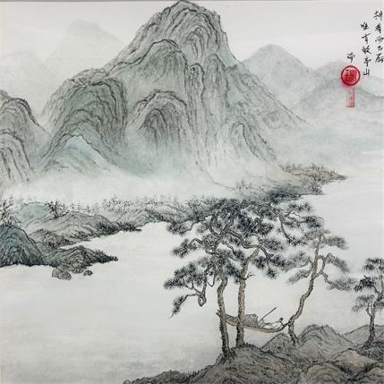 Gemälde Je ne me lasse pas de nous voir, seulement montagne Jingting. / Never tired of looking each other - only the mountain Jingting and me.. von Amblard Rui | Gemälde Figurativ Aquarell Alltagsszenen, Landschaften