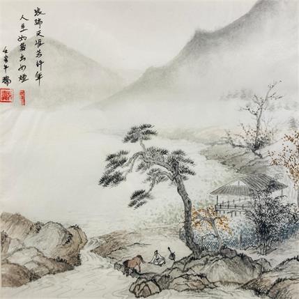 Gemälde With my horse, to  rove all over world von Amblard Rui | Gemälde Figurativ Aquarell Alltagsszenen, Landschaften