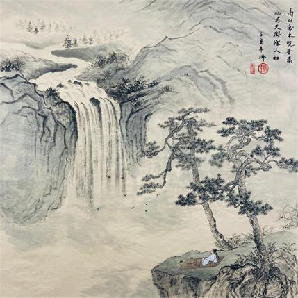 Peinture A front of the spectacular waterfall , you get relax , feeling like a genius away from the hectic world. par Amblard Rui | Tableau Aquarelle