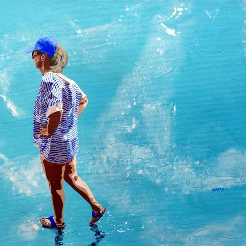 Gemälde l'outremer et moi von Sand | Gemälde Figurativ Alltagsszenen Acryl