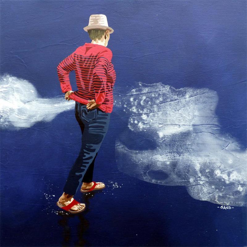 Peinture a nous deux, l'Atlantique par Sand | Tableau Figuratif Scènes de vie Acrylique