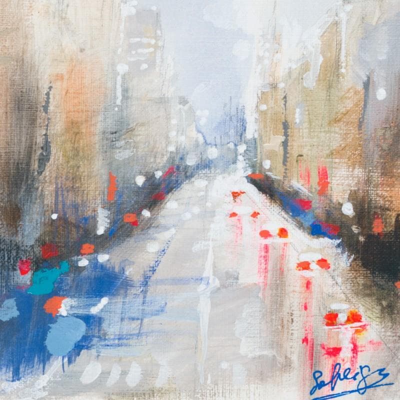Painting Morning street 1 by Solveiga | Painting Figurative Urban Acrylic