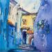 Painting Shefshauen by Volynskih Mariya  | Painting Figurative Landscapes Urban Architecture Watercolor