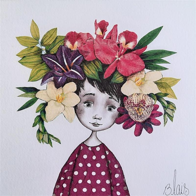 Painting Myrtille by Blais Delphine | Painting Naive art Portrait Acrylic