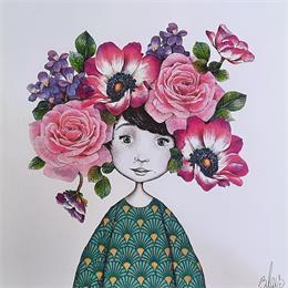 Peinture Rosalie 2 par Blais Delphine | Tableau Art naïf Acrylique Portraits