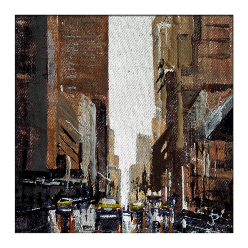 Gemälde NYC Rainy day von Poumès Jérôme | Gemälde Figurativ Urban Acryl