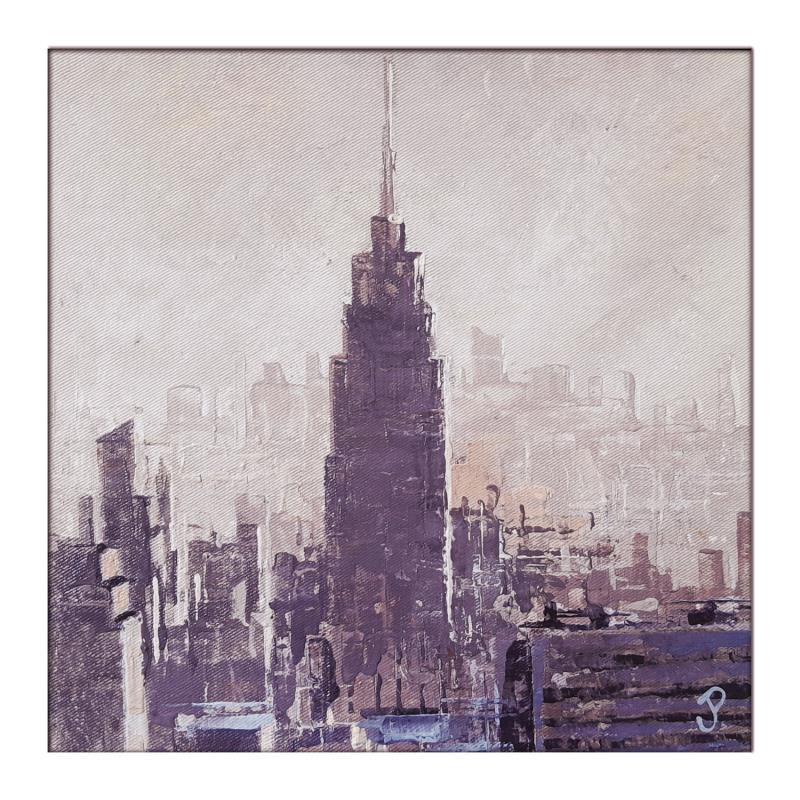 Peinture NYC soir par Poumès Jérôme | Tableau Figuratif Urbain Acrylique