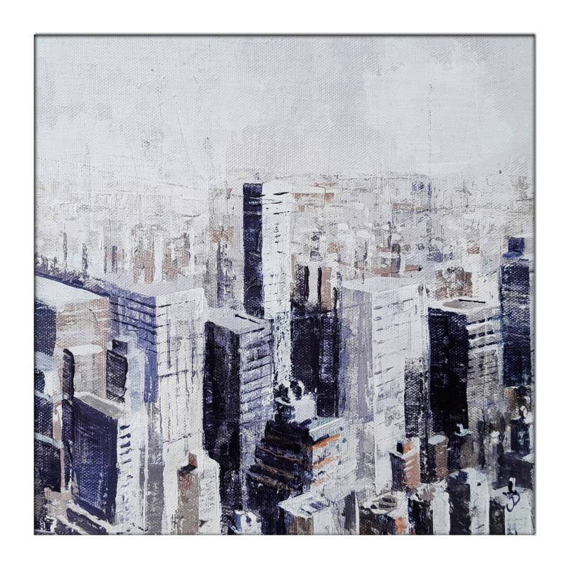Pintura City from sky por Poumès Jérôme | Pintura Figurativo Urbano Acrílico