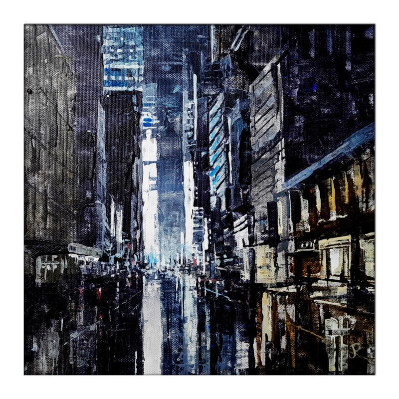 Painting NY by night 2 by Poumès Jérôme | Painting Figurative Urban Acrylic